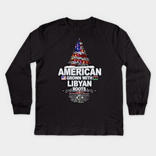 Christmas Tree  American Grown With Libyan Roots - Gift for Libyan From Libya Kids Long Sleeve T-Shirt